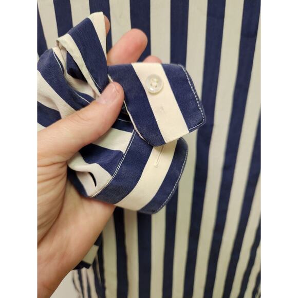 Vtg Mariano Rubinacci Women's Striped Silk Blazer Ivory & Blue Size IT 46 US 10 - Picture 4 of 7